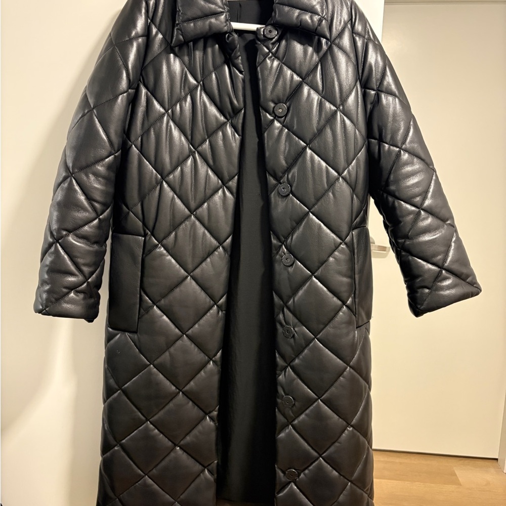 Faux Leather Black Coat